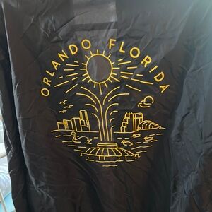 Orlando Florida Black Windbreaker with Lake Eola Gold Graphic